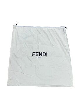 Fendi Roma Cream Dust Bag Pouch Drawstring Large Black Logo 27.5 X27" Authentic